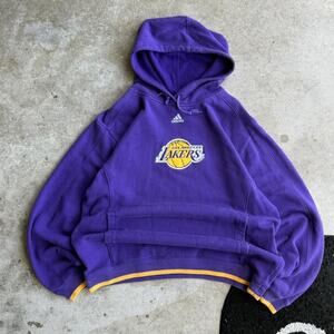 Y2K Vintage Adidas Lakers Center Logo Hoodie